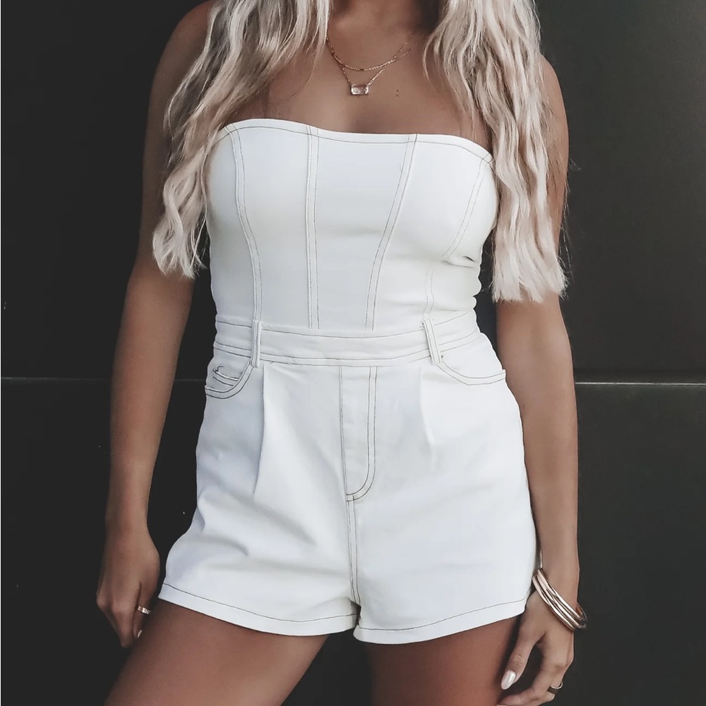 White denim romper